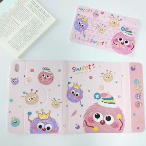Custom Cartoon Print iPad Case Built-in Pencil Holder Blue-tooth Key-board for iPad Series