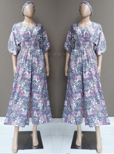 Jumpsuit LooWear Modern Terbaru Motif Bunga 2022 Kerah Vneck Lengan 3/4 Bahan Davinci Premium