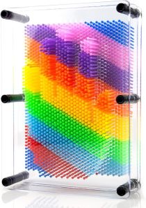 3D Pin Art Toy Colorful Plastic Pin Art Board Large Size 8 x 6 in Classic Desktop Novelty Sculpture Impression Needle Art Toy for Kids