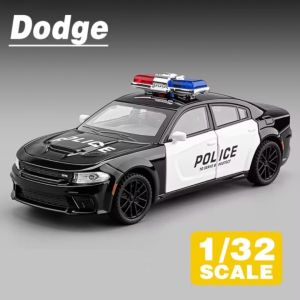 Pull Backs 1:32 Dodge Challenger Police Diecast Alloy Car Model – Sound & Light Toy for Boys Girls Kids Birthday Christmas Gift