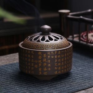 般若心经 陶香炉(+送小葫芦)Heart Sutra Incense Burner + Gourd Enamel Sandalwood Incense Stick  心经 陶瓷香炉 檀香爐 熏香炉 盘香