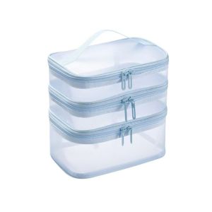 MODERNLUX Lưới trong suốt Túi đựng mỹ phẩm du lịch 2/3 lớp Dung lượng lớn Hộp đựng mỹ phẩm Di động Kho lưu trữ Túi tổ chức trang điểm Tổ chức đồ dùng vệ sinh