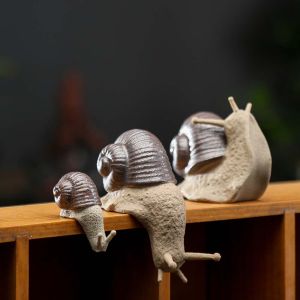 BEIBEI Cute Handmade Micro Landscape Craft Home Decoration DIY Accessories Bonsai Ornaments Ceramic Small Snail Miniatures Figurine