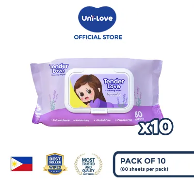 Tender Love New Lavender Scent Cleansing Wipes 80s (Lady Lavender) Pack of 10