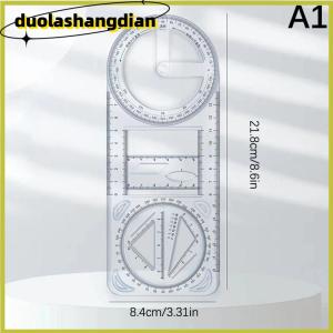[Duola] Multi Functional 360 ° Movable Geometric Drawing Ruler For Primary School Mathematics Students Portable Transparent 3D Flat