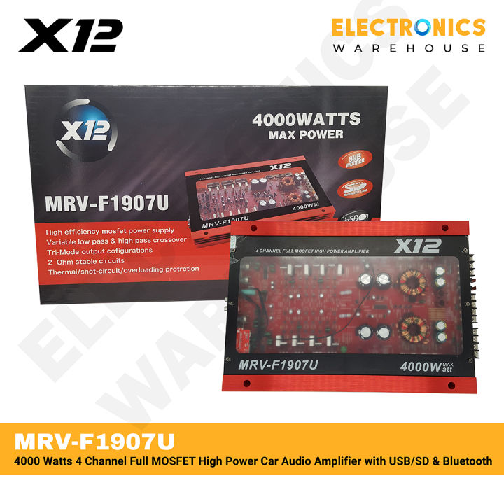 X12 MRV-F1907U 4000 Watts 4 Channel Full MOSFET High Power Car