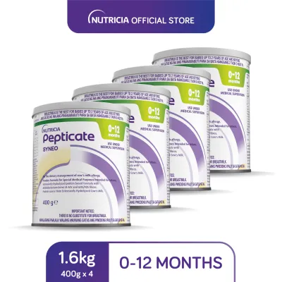 Pepticate Syneo® Extensively Hydrolyzed Protein Based Infant Formula for 0-12 Months Old with Cows Milk Allergy 1.6g (400g x 4)