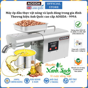 Máy ép dầu ăn thực vật nóng và lạnh dùng trong gia đình thương hiệu Anh Quốc AOSIDA 999A - Công suất 1000W - Năng suất 4-6kg/giờ - Hàng Chính Hãng (BH 1 NĂM)