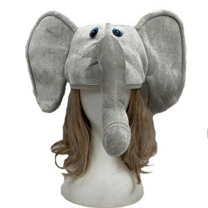 BEIBEI Creative Elephant Trunk Cap Cartoon Cute Plush Animal Hat Party Supplies Elephant Head Cover Photo Props