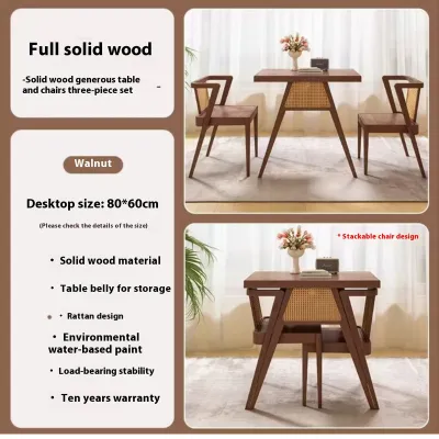 CraftedLiving SG-Mini Small Apartment Solid Wood Tea Table And Chair Three-piece Set - Balcony Home/Modern Simplicity/Leisure Tea Table (QNY)