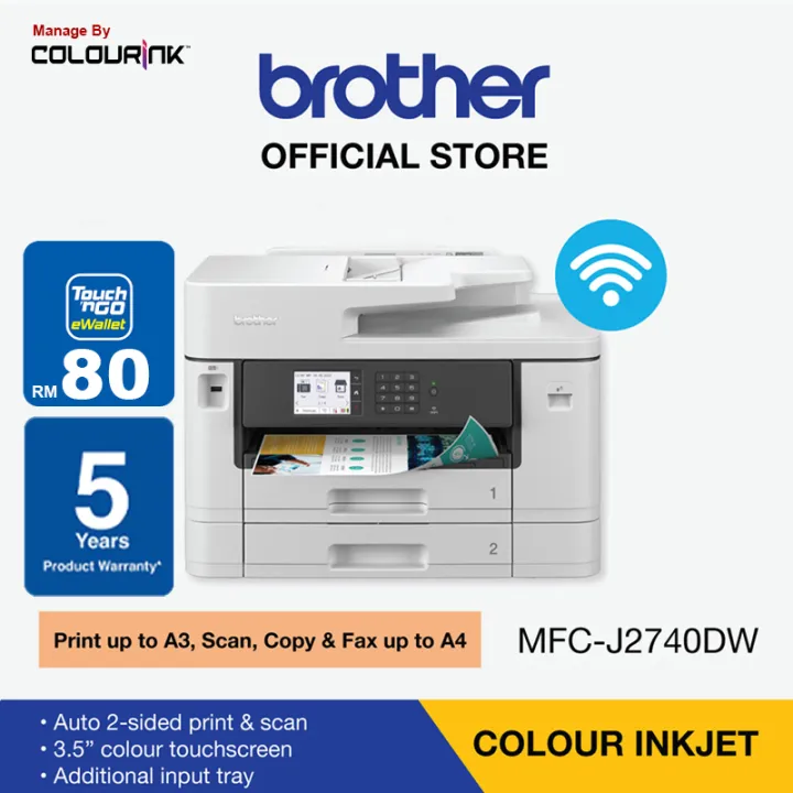 Brother MFC-J2740DW A3 All in One Wireless Colour Inkjet Printer | Auto 2-sided Print | 3.7" Touchscreen | Scan,Copy,Fax