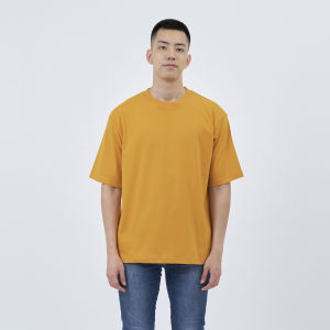 Kaos Polos Pria Oversized Lengan Pendek Bahan Katun Combed 24s Warna Mustard