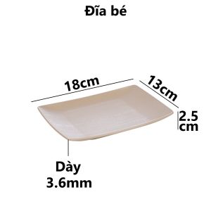 Set 5 Đĩa chữ nhật vân gỗ nhựa VIỆT NHẬT - Sâu lòng đựng đồ ăn hoa quả hàng quán - 1180/1/2/3