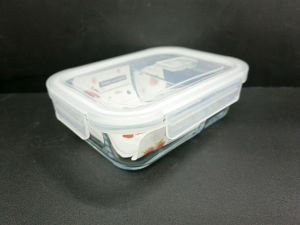 Rectangular Glass Food Storage Container Keeper Air Tight with Divider