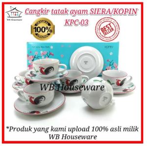 cangkir tatak / cangkir teh motif ayam jago / tea set KOPIN KPC-03