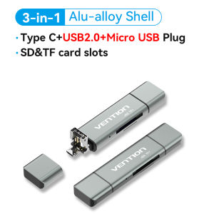 Vention SD Card Reader Type C การ์ดรีดเดอร์ Micro USB Card Reader สำหรับ แล็ปท็อป Windows Linux PC Laptop iphone 16 USB 3.0 ที่อ่าน SD/TF OTG 2 in 1 3 in 1 เครื่องอ่าน Smart Card adapter เครื่องอ่านการ์ด