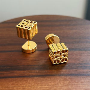 New trendy popular Luo Family mooncake earrings niche light luxury personalized square earrings-style geometric abstract earrings