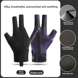 Professional Snooker Billiard Gloves for Men Three-Finger Design Ice Silk Breathable Non-Slip Left Hand Single Pack Womens T3