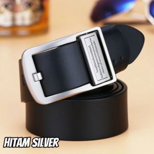 Gesper Tali Ikat Pinggang Kulit Pria Original Asli Distro Ori Impor Import Sabuk Celana Peria Laki Laki Cowo Cowok Dewasa Panjang Tali Pingang Keren Gaul Kekinan Formal Casual Kerja Kantor Sekolah Men Fashion Belt Polos Terbaru - Hitam