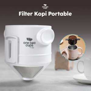 COD One Two Cups Filter Penyaring Kopi Stainless Steel Portable Cone Coffee Dripper - F-402
