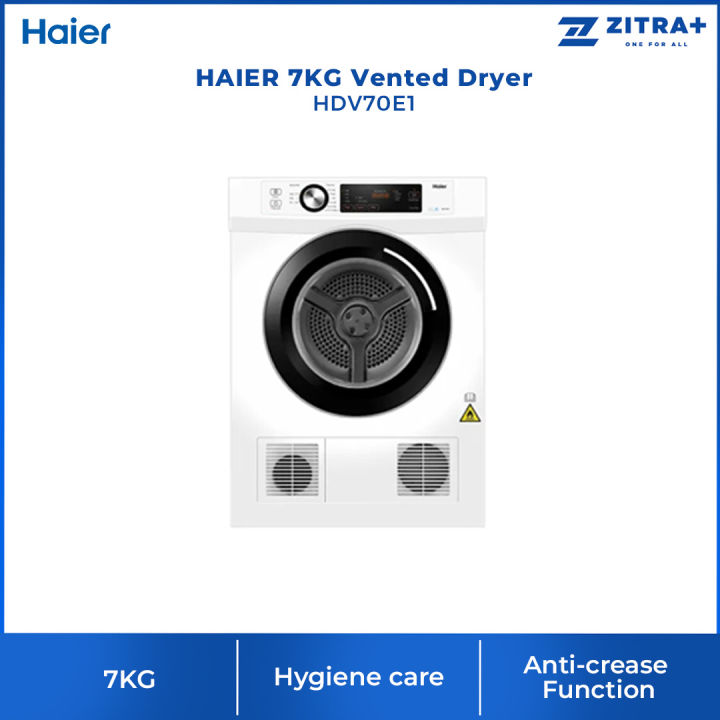 HAIER 7KG Vented Dryer HDV70E1 Eliminate Bacteria Sensor Dry Knob