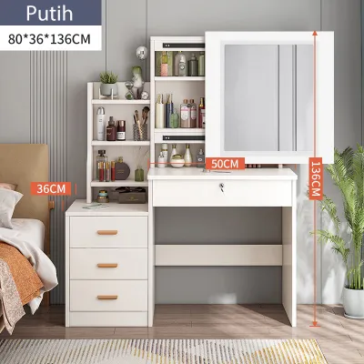 BM Meja Rias dengan Lampu LED Meja Rias PutBM Kaca Meja Rias Modern Minimalis Meja Kosmetik