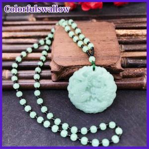 Colorfulswallow Fashion Chinese Ethnic Style Hand-Carved Dragon Pendant Necklace Amulet Women Mans Lucky Jewelry Gift