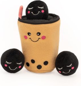 ZippyPaws Burrow- Interactive Dog & Puppy Toys for Boredom StimulatingProducts to Keep them Busy Hide & Seek Plush Puzzles Squeaky Toy for Enrichment For Small & Medium Dogs- Milk and Cookies