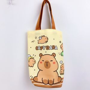LUXELU Canvas Capybara Water Bottle Cover Cartoon Scratch-proof Water Bottle Carrier Bag Cute Umbrella Storage Bag Water Bottle Accessories