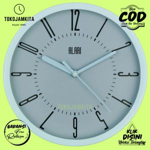 Jam Dinding Analog Hiasan Dinding Minimalis Modern Alari AL1155 Besar BestSeller Abu-Abu