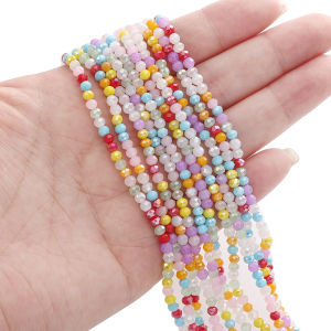 120 Buah Manik Kristal Glass Faceted Warna-Warni 3mm untuk Aksesori DIY Gelang Anting Gantungan Kunci