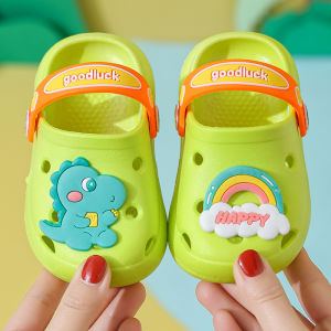 Giày Crocs đáng yêu cho trẻ em với thiết kế khủng long và cầu vồng dép xỏ ngón mùa hè mềm mại chống trượt dành cho trẻ mới biết đi