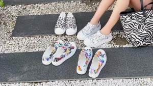 ORNGMALL Summer 3CM Thick-Soled Hollow Wading Casual Waterproof Beach Outdoor Slip-On Candy Color Sandals for Women 35-40