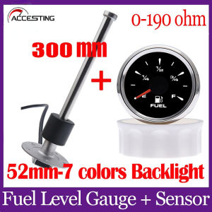 2 52mm 0~190ohm 7 Colors Backlight Pointer Fuel Level Gauge Water Level Gauge + 100mm 150mm 200mm 250mm 275mm 300mm 375mm Fuel Level Sensor Water Tank Level Indicator Meter Fuel Sender Unit Sensor