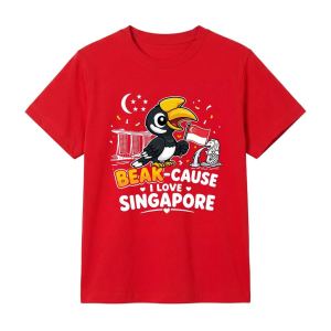 Singapore National Day Kids Red T-Shirt Family Matching Outfit - Beak-Cause I Love Singapore