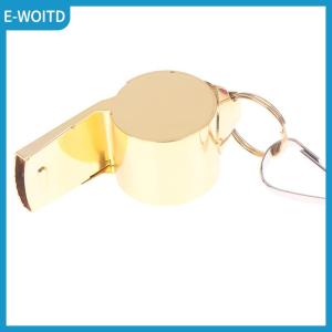 【E-WOITD】 Gold Stainless Steel Rope Whistle Hanging Neck Outdoor Lifesaving Whistle