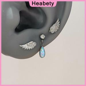 Heabety Vintage Couples Creative Angel Wings Stud Earrings Women Punk Studs Birthday Jewelry Gift