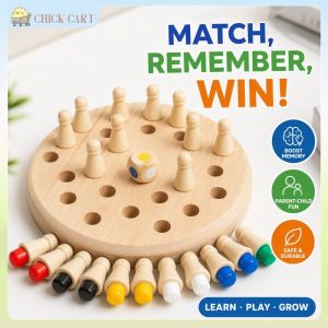Wooden Memory Chess Board Game Montessori Educational Fun Toy Parent Child For Kids Adults