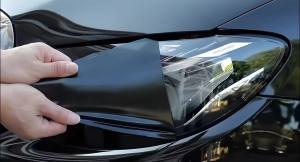 Headlight Vinyl Film Sticker Sheet Roll 47.2"×11.8" Self-Adhesive Tint Vinyl Film for Car Tail Lights Fog Lights Air-Release Headlight Tint Wrap Film with Squeegee & Cutter (Matte Black)