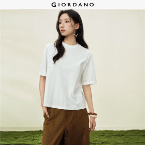 Giordano Women Solid color small high-necked five-quarter sleeve knit T-shirt - High Quality Free Shipping 18326607