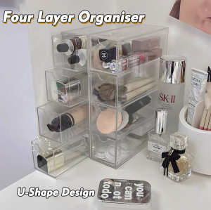 4 Layer Makeup Organizer Transparent Cosmetic Jewelry Glasses Storage Box Acrylic Organizer Storage Box