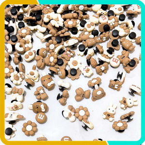 Phụ Kiện Charm Sticker Jibbitz Nút Gắn Giày Dép Màu Nâu Kem Dễ Thương ST06