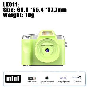 EKLEVA เครื่องบันทึกวิดีโอแบบพกพากล้อง64MP พร้อมแท่นชาร์จแบตเตอรี่แสงแฟลชกล้องดิจิตอลกะทัดรัดอย่างมากย้อนยุคพร้อมหน้าจอ HD 1080P