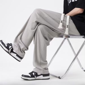 Men Pants Fashion Korean Long Pants Summer Casual Trousers with Elastic Waistline Baggy Pants Seluar Slack Lelaki 2025
