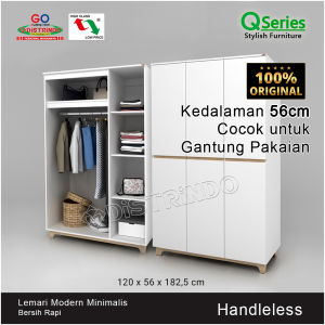 Distrindo - Lemari Pakaian 3 Pintu TEBAL 15mm SUPER Minimalis RAPI TANPA HANDLE Kualitas Export