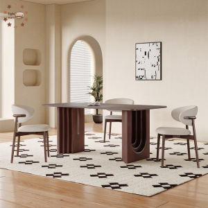 【SG⚡】French Vintage Ash Wood Solid Slab Dining Table Italian Minimalist Home Dining Table Rectangular Dining Table