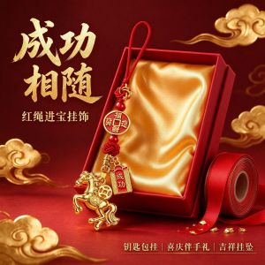 已开光 招财钥匙扣 手机链 礼物 Fortune-Taking Keychain Mobile Phone Chain Gift  到成功吉祥钥匙扣手机链红绳手作招财铜钱成功吊牌金 国风挂件
