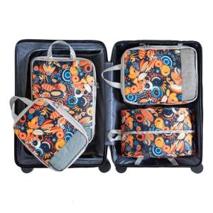 Set of 4 Printing Compression Packing Cubes Sturdy Travel Packing Cubes With Practical Waterproof Polyester Materials