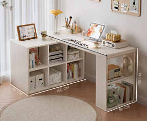 Bàn làm việc kết hợp tủ sách nhiều ô tùy chỉnh kích thước chất liệu gỗ MDF chắc chắn - GP368