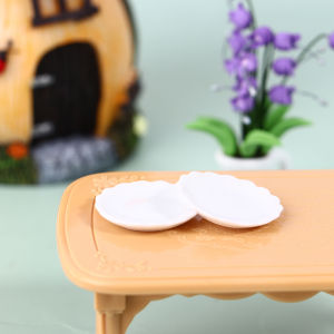 QUANSEN 2Pcs 1:12 Dollhouse Miniature Plate Dessert Lace Dish Tableware DecorToy